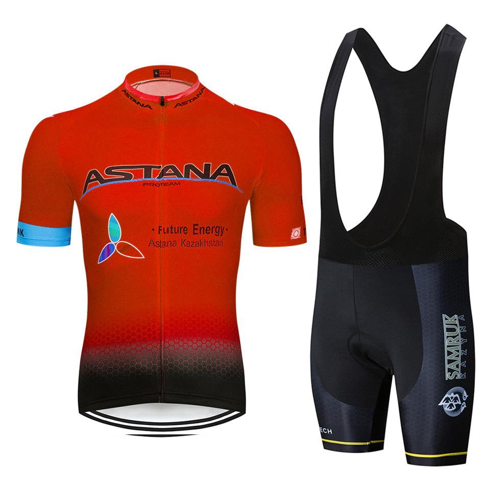 Tuta Estiva da Ciclismo Astana Set Manica Corta Astana Traspirante Sudore Attrezzatura per Tuta da Ciclismo