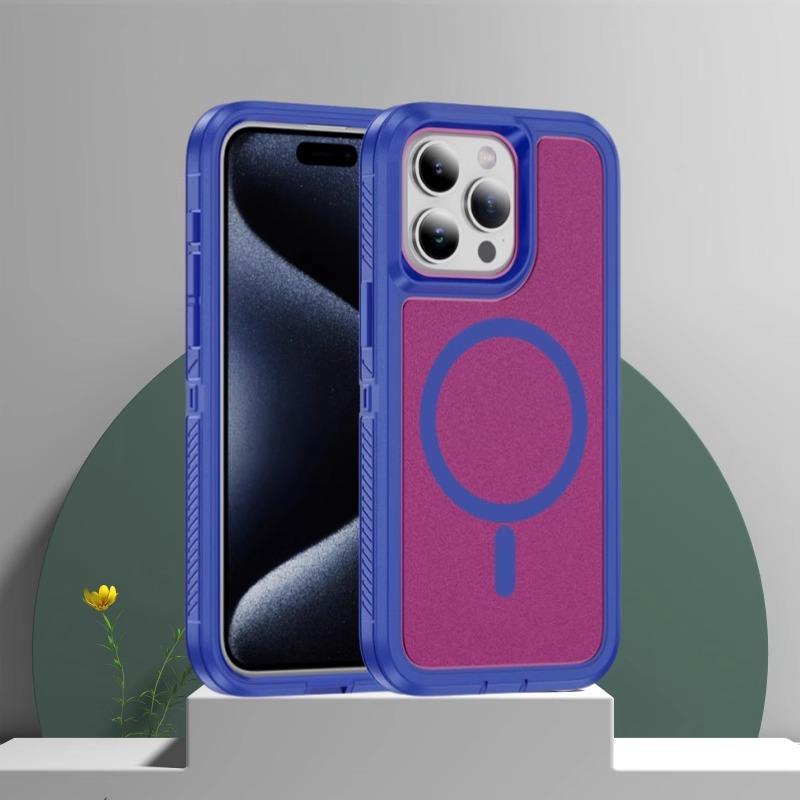 Matte Anti-slip Rugged Armor Magnetic Phone Case for iPhone 15 14 13 12 11 Pro Max Magsafe Charging Shockproof Hybrid Hard Cover