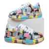 Fashion Women's Casual Sneakers 2025 Fashion New Painted Graffiti Lace Up Sports Shoes for Women Flat Pu Leather Ladies Running Shoes