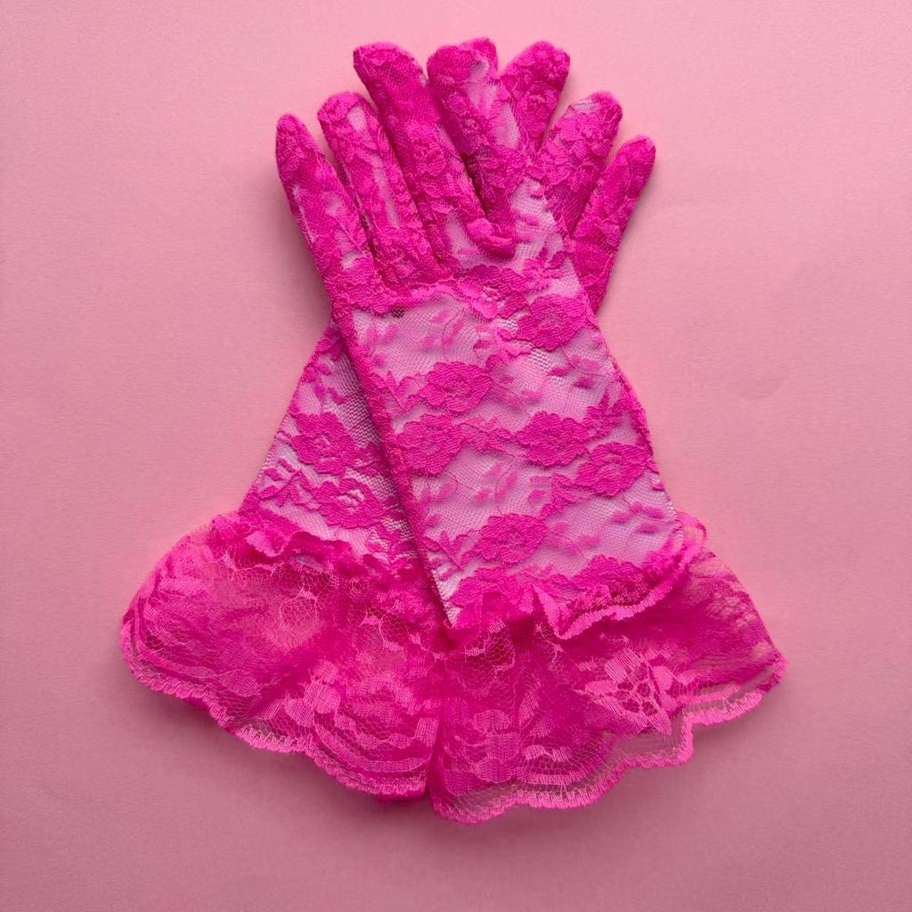 Elegant Lace Black Short Gloves - Summer Bridal, Driving, Cycling, Sun Protection