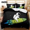 Astronaut Duvet Cover Set Outer Space Tourist Comforter Cover Set for Kids Boys Universe Planet Polyester Quilt Cover Queen King