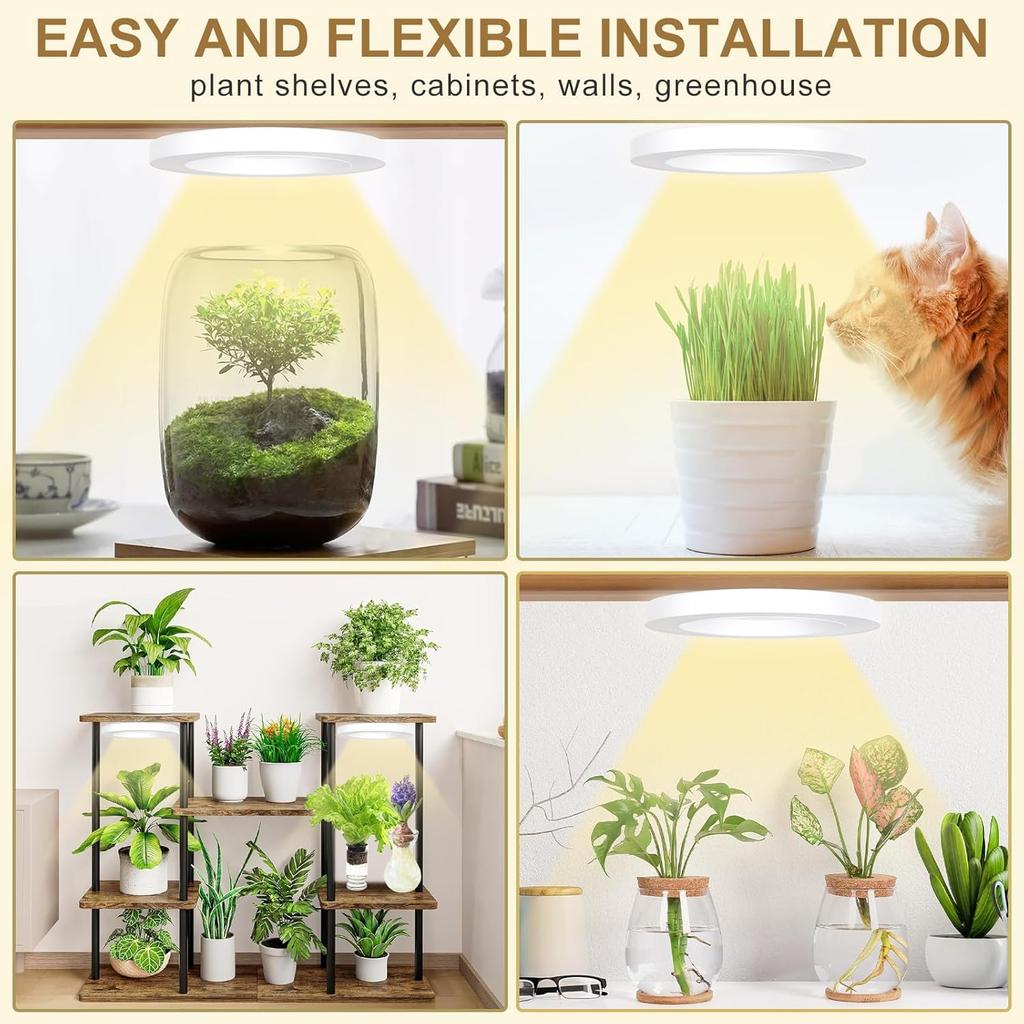 Full Spectrum Grow Light for Indoor Plants, 72 LEDs Halo Plant Light with Auto On/Off Timer (4/8/12H), 10-Level Brightness, 3 Lighting Modes, for