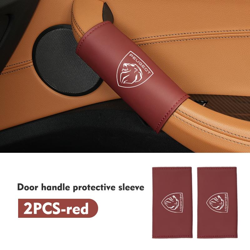 Door Inner Handle Protector Cover Car Leather Protect Sleeve For Peugeot 407 508 2008 5008 307 308 3008 206 207 208 107 106 HGH3