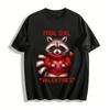 Feral Girl Valentines Day Raccoon Print Casual Top Pure Cotton T-shirt