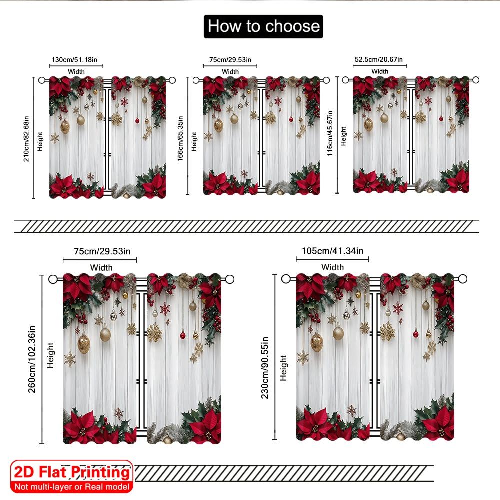 2D Flat Printing 2pcs Merry Christmas Party Curtains Holiday Christmas3 Durable Polyester Without Electricity Party Decorations