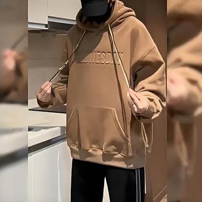 Pullover Herren Plus Samt Verdickung Herbst und Winter Mode Lose Kapuze Große Größe Top Ins