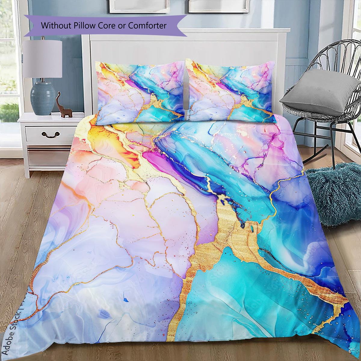 

1PC Abstract marble pattern Bedding Quilt Set Quilt Cover Pillowcase Home Decoration Birthday Gift (1 * duvet cover + 5 * pillowcase, without core) 135x200cm