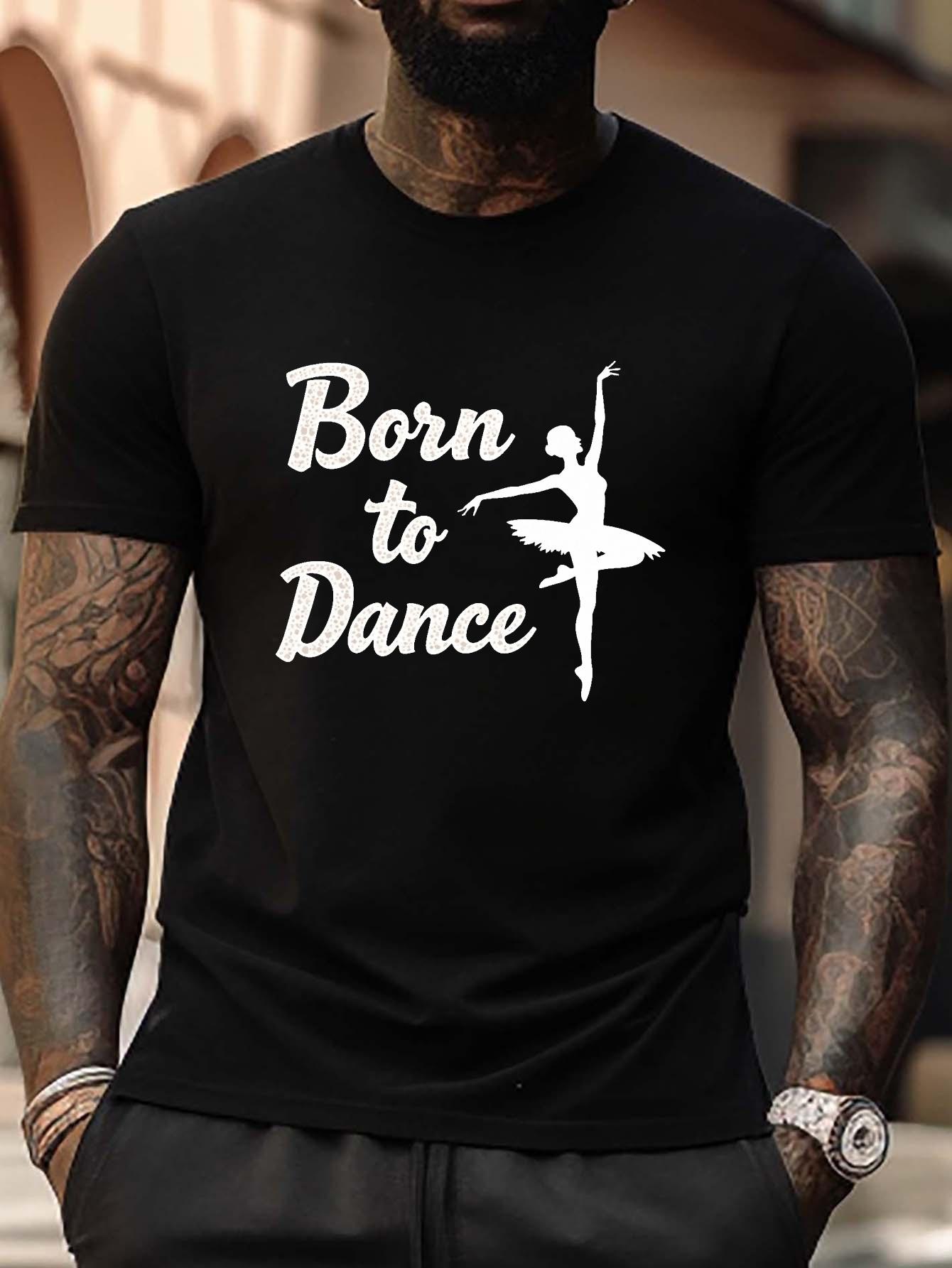 

Plus Size Born to Dance Graphic T-shirt - Black Casual Tee with Ballerina Design S