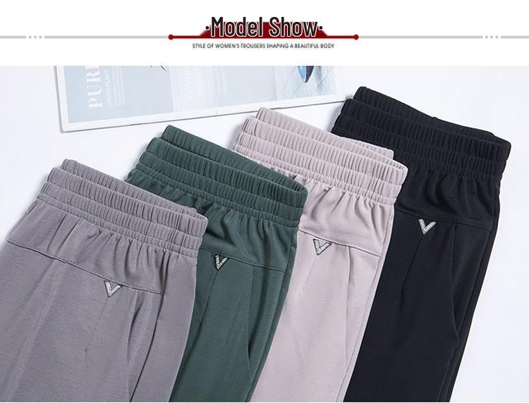High Waist Elastic Summer Capri Pants for Middle-Aged & Elderly Women