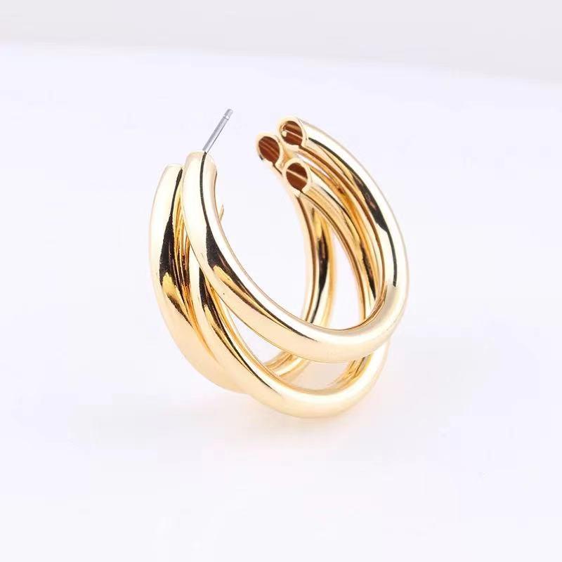 Minimalist Gold Titanium Steel Geometric Hoop Earrings