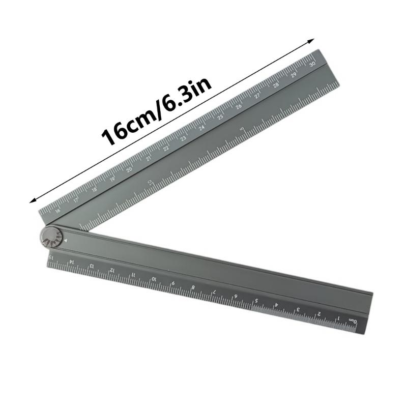 30cm Aluminum Folding Rulers with Protractors Easy Carry  Drawing Tool Upgrades for Precise Measurements in Art & Designs