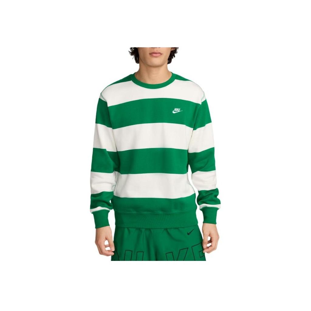 Nike Club Fleece Stripet Rundhalset Genser Herre Topper Påfuglgrønn FN3107-365