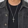 Vnox Gold Black Silver Color Cross Pendant Necklace for Men Women, Stainless Steel Cuban Link Chain, Cross Collar Gift for Him