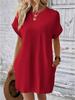 European and American Casual Batwing Sleeve Dress with Invisible Pockets (2024)
