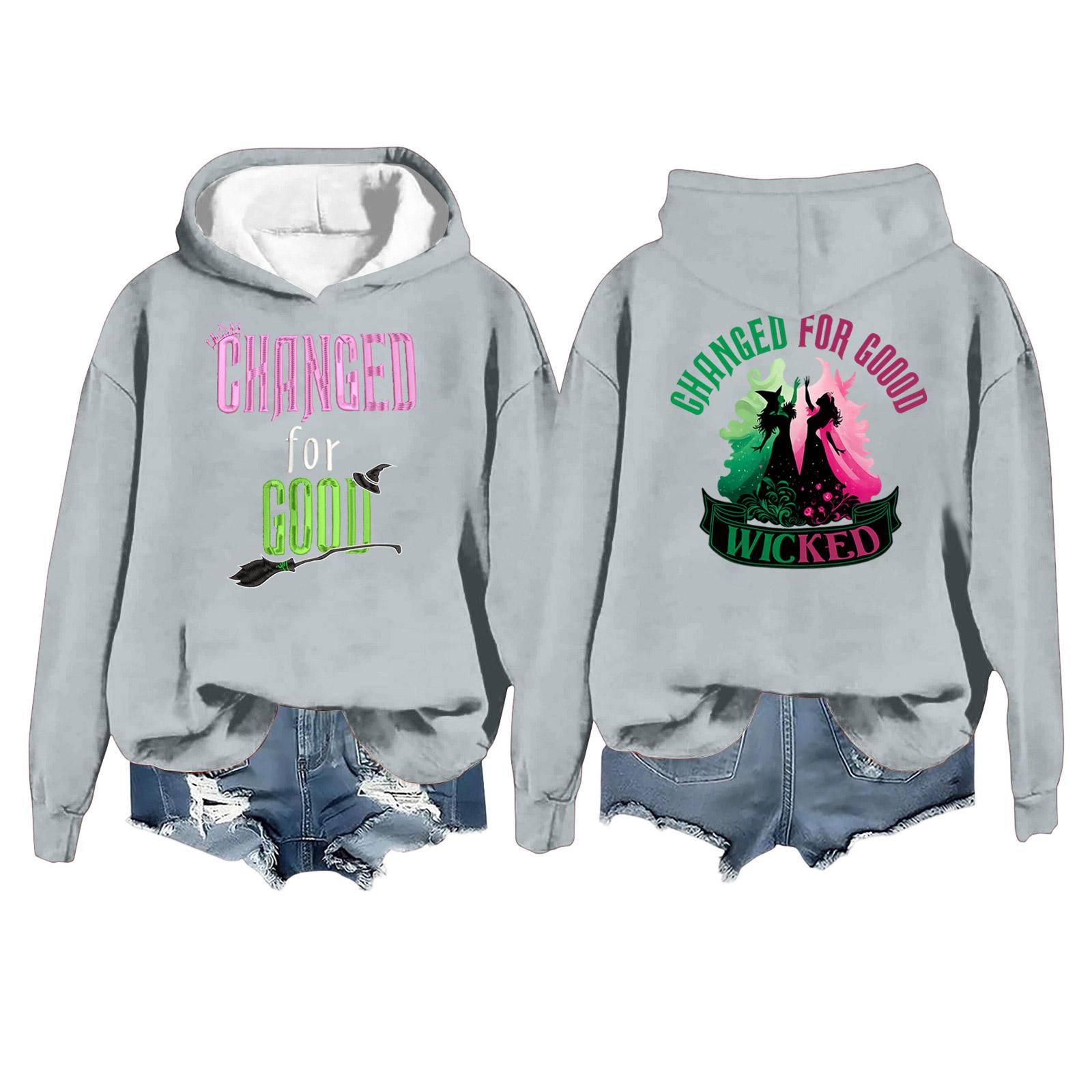 

Women s Casual Long Sleeve Pullover Witch Print Hooded Sweatshirt XXXL