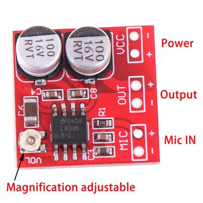 Dc 5V-12V Lm386 Elektret Mikrofon Power Verstärker Board Gain 200 Mal Mic Amp
