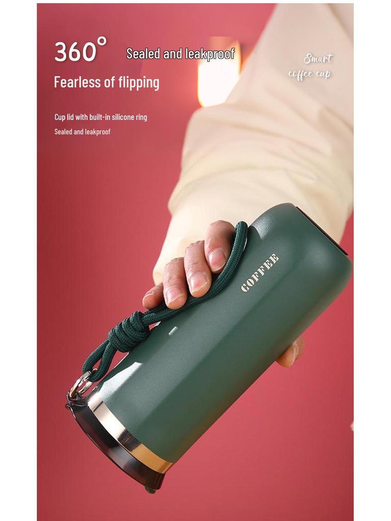 304 Stainless Steel Double-Layer Vacuum Thermos with Lanyard – Portable Outdoor Sports Coffee and Water Bottle