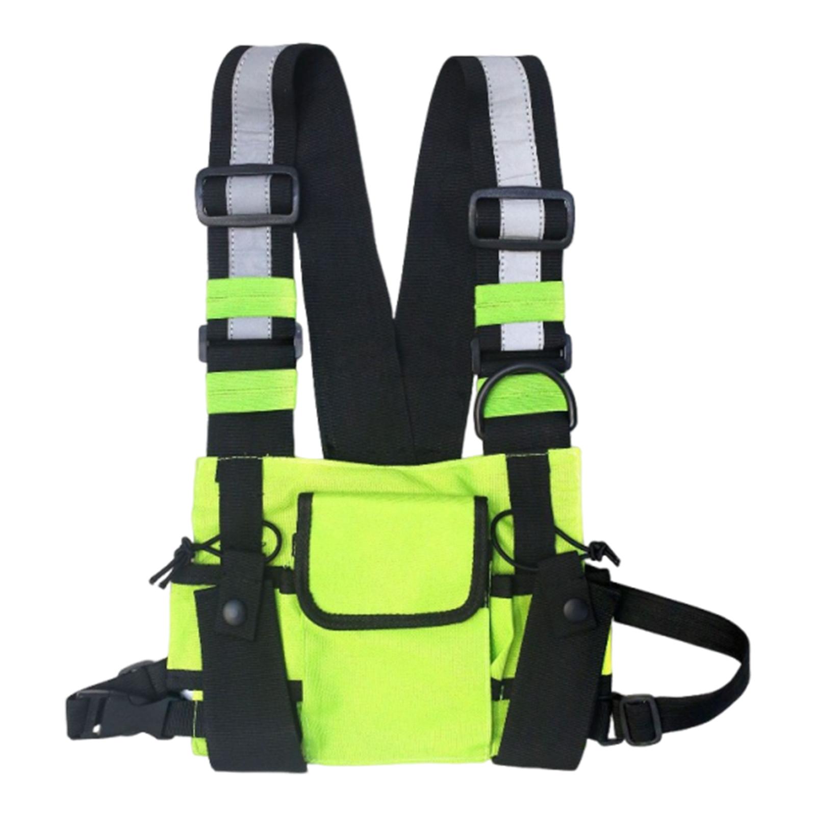 Outdoor Training Backpack Reflective Strips Multi-Pocket Vest Bag Breathable Reflective Vest Backpack for Photography Camping