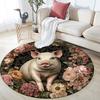 Pigs, Foxes, Rabbits & Llamas pattern round rug,Carpet Rug for Living Room Bedroom Playroom ,Non-slip Floor Mat,Holiday Gifts and Birthday Gifts.