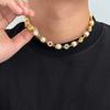 SHIXIN Hip Hop Colorful Rhinestone Sun Choker Necklace for Men New Trendy Adjustable Imitation Pearl Short Necklace Male Jewelry