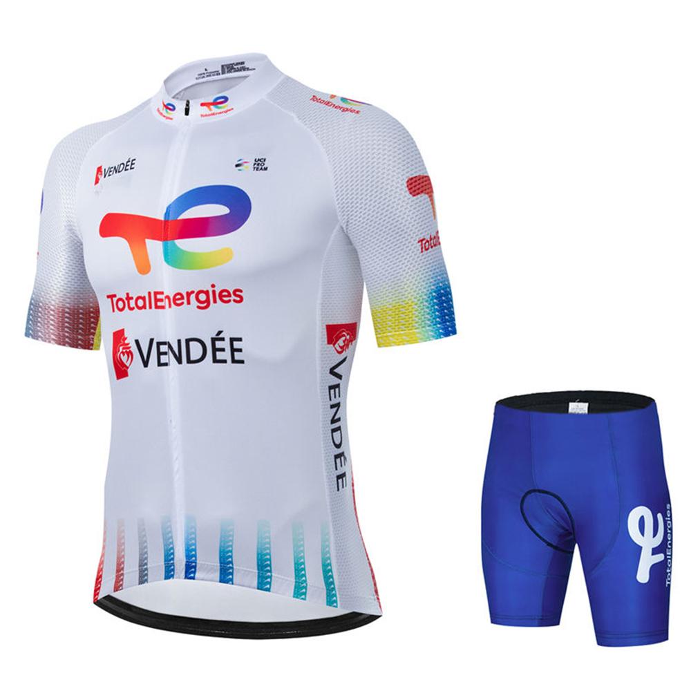 Total Energies Team Radtrikot Set Atmungsaktiv MTB Trikot Ciclismo Hombre Outdoor Sport Trägerhose Sommer Fahrradbekleidung
