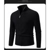 Mens Stand Collar Thickened Jacquard Zip Up Cardigan Knit Sweater