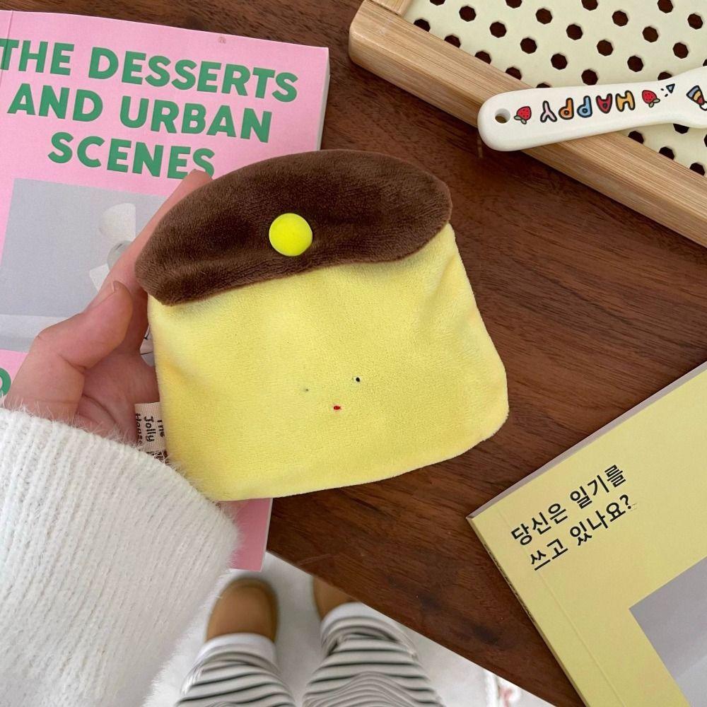 Cute Caramel Pudding Plush Coin Purse Mini Cartoon Card Holder Creative Large Capacity Earphone Bag Small Storage Bag