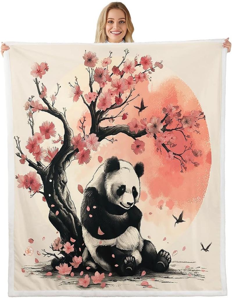 GUOYU Blanket Japanese Style Fleece Bed Blanket Twin Japanese Samurai Throw Blanket for Kids Boys Men Ink Painting Dragon Sherpa Blanket