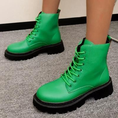 Women's Shoes Brand Ankle Women's Boots Classics Modern Boots Women Round Toe Front Lace-up Med Heel Plus Size Female Shoes