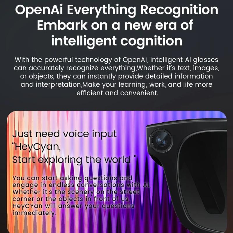 Draagbare Slimme Bril HD Foto Video OpenAI Opnemen Vertaling Touch Fotochemische Lenzen Bluetooth Oproep Muziek Multifunctionele Bril Stem Activering