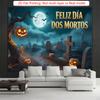 Party Backdrop Halloween Flat Graveyard Scary Pumpkin Lanterns Tombstones Event Photo Background Outdoor Party Decor