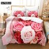 Rosenrosa Verliebte Queen Bettwäsche-Set Bettbezug Kinderzimmer Bett-Set Deckenbezug-Set King-Size Bettbezug-Set Bettwäsche-Sets