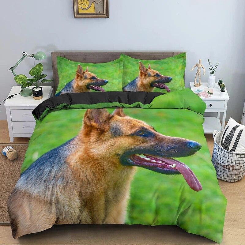 German Shepherd Duvet Cover King Queen 3D Lovely Dog Pattern Bedding Set For Kids Boys Girls Cute Pet Puppy Soft Comforter Cover