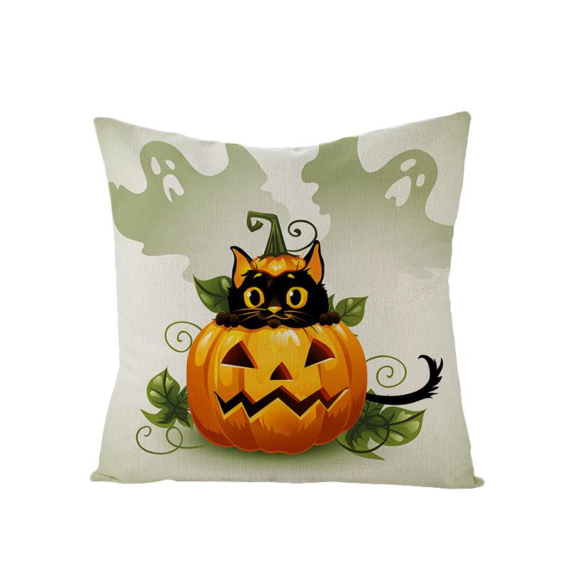 Halloween Pillowcase New Pumpkin Black Cat Series Sofa Cushion Waist Pillowcase Home
