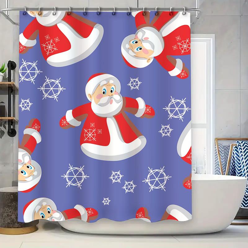 Tu Santa Claus Shower Curtain Christmas Bathroom Decor Festive Holiday Waterproof Fabric Home Decor Gift Idea Festive Xmas Patte