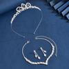Ladies' Fashion Simple Design Geometric Diamond Elegant Crown Necklace Earrings Jewelry Set