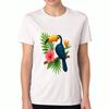 Tropical Toucan Bird Ladies Cotton T Shirt, Premium Cotton Graphic Print, Durable And Comfortable, Leisure And Fashionable, Tropical Leaves And Flower
