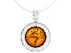 Large Silver Openwork Round Women' Necklace with Amber Silver Short 42