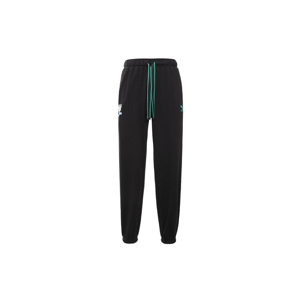 Puma Embroidered Logo Casual Mid-Rise Drawstring Knit Sports Pants Men Bottoms Black 625803-01