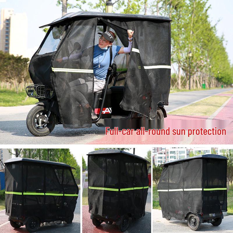 Double Layer Encrypted Mosquito-Proof Sunshade Canopy for Electric Tricycles