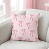 Pink Bow Cherry Pattern Pillow Case For Sofa Living Room Home Office Decor Protective Cover