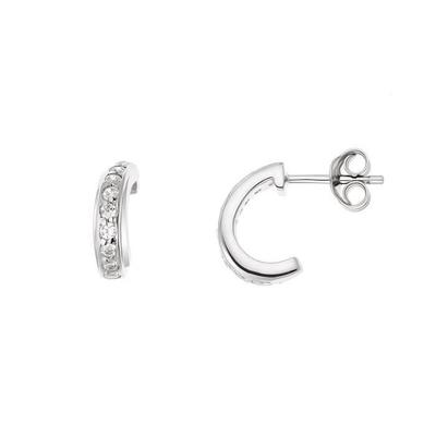 Earrings - Silver - Caitlin - Half-creoles - Zirconium Oxides - Push-in System