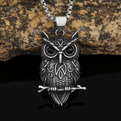 Owl Skull Stainless Steel Pendant Wholesale Trend Personality Viking Titanium Steel Men's Necklace Popular Jewelry