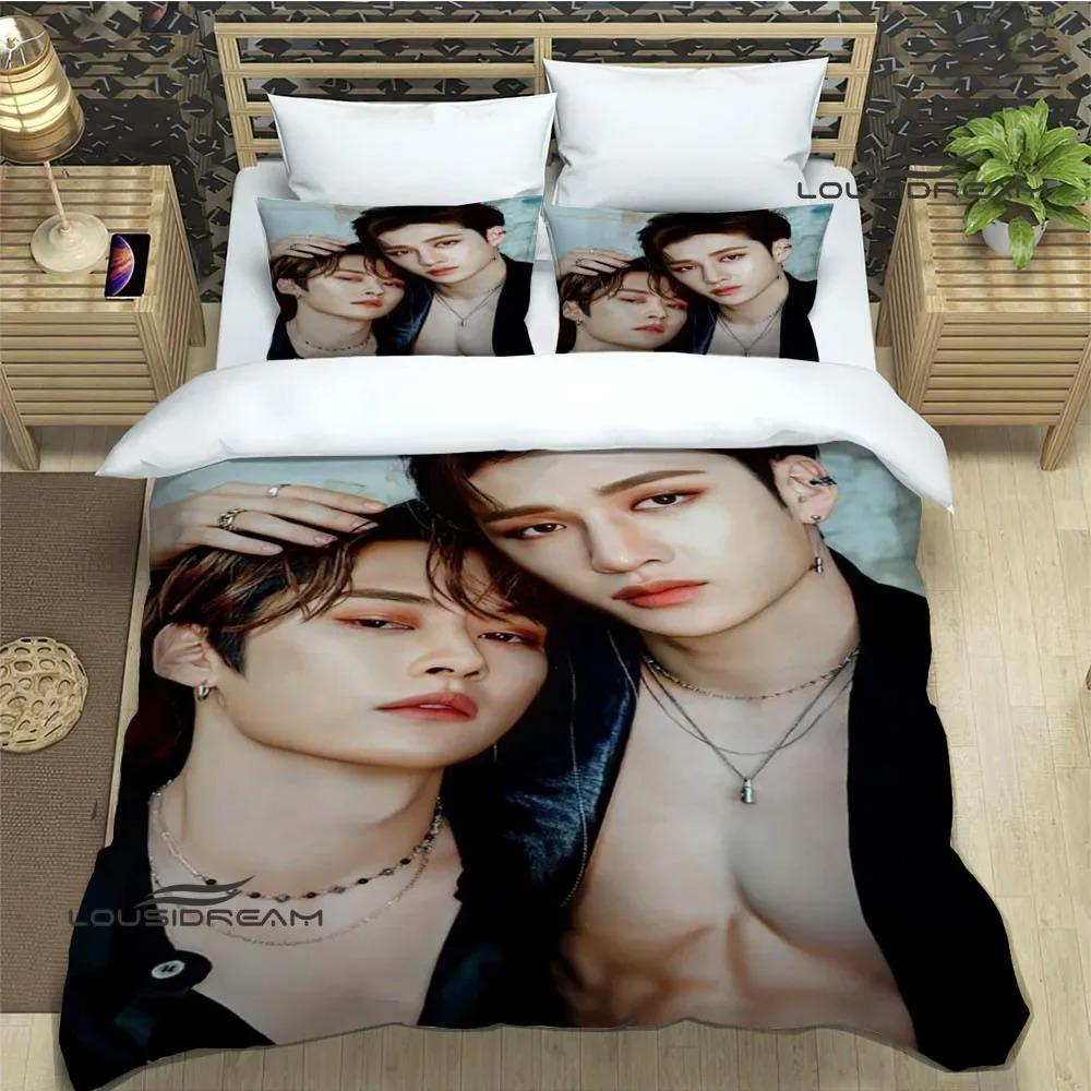 Kpop S-Stray-K-Kids Druck Bettwäschesets Exquisites Bettzubehör Set Bettbezug Bettdecke Set Bettwäscheset Luxus Geburtstagsgeschenk