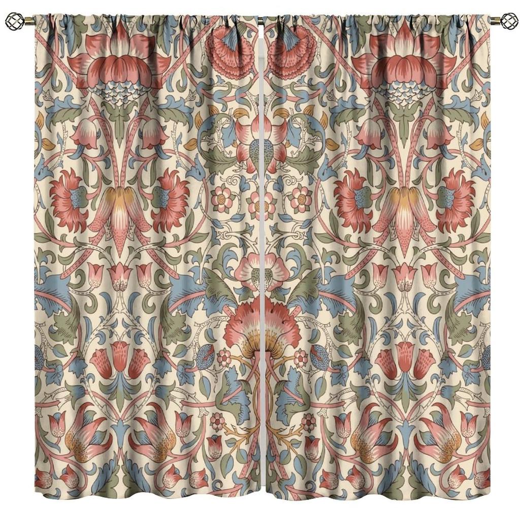 Tenda Retro Finestre William Morris con Motivo Botanico, Tenda Oscurante William Morris Arte Floreale 2 Pannelli