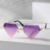 Vintage Rave Party Eyeglasses Triangle Sunglasses for Women Diamond Shaped Rimless Sun Glasses Retro Shades