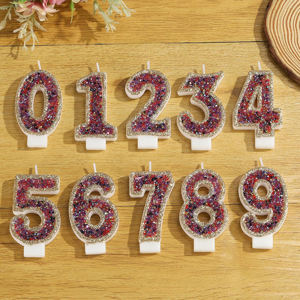 Champagne Glittering Seven-Color Luxury Number Candles for Birthdays