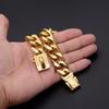 18K Gold Dog Chain Collar Walking Metal Chain Collar with Design Secure Buckle, Cuban Link Strong Heavy Duty Chew Proof for Dogs (18")
