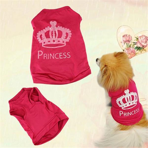 Hundekleidung Kühlweste Atmungsaktives Mesh Ärmelloses Shirt Bequem Leicht Prinzessinnenkronen-Muster Haustierkleidung für Kleine Hunde Welpen