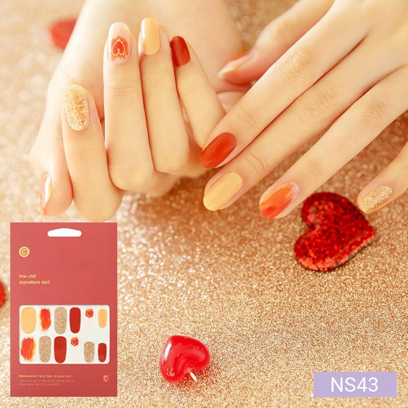 Warm-Tone Nail Stickers 24pcs | Self-Adhesive Strips, Caramel&Plaid Mix, Quick 5-Min Manicure